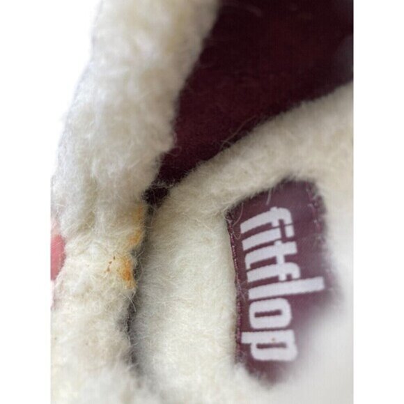 Fit Flop Loafer Women's Size 5 Purple White Loaff Snug Pom Slippers - Picture 14 of 15